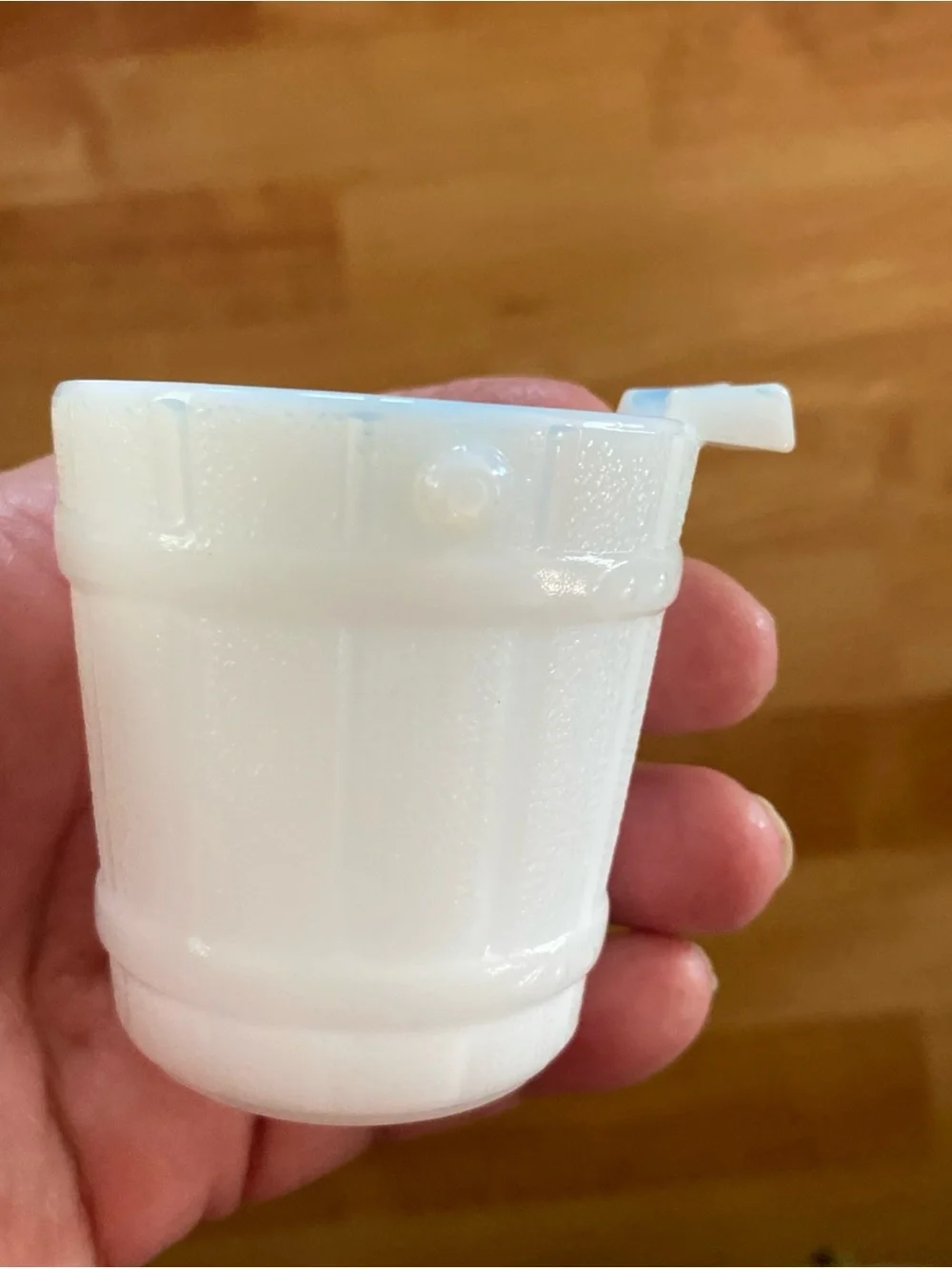 Source Unknown White milk glass  Mini Bucket Serveware. Individual ash tray.1930
